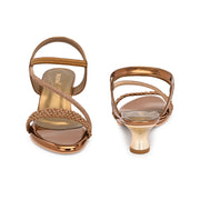 Women Antique Gold Kitten Heel Sandals (W-SN-03-ANTIQUE)