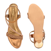 Women Antique Gold Kitten Heel Sandals (W-SN-03-ANTIQUE)