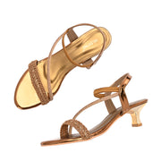 Women Antique Gold Kitten Heel Sandals (W-SN-03-ANTIQUE)