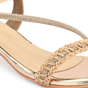 Women Embellished Kitten Heel Sandals (W-SN-03-LIGHTGOLD)