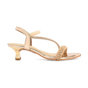 Women Embellished Kitten Heel Sandals (W-SN-03-LIGHTGOLD)