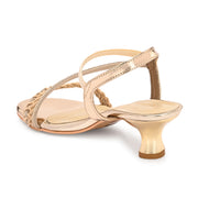 Women Embellished Kitten Heel Sandals (W-SN-03-LIGHTGOLD)