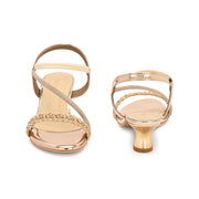 Women Embellished Kitten Heel Sandals (W-SN-03-LIGHTGOLD)