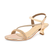 Women Embellished Kitten Heel Sandals (W-SN-03-LIGHTGOLD)
