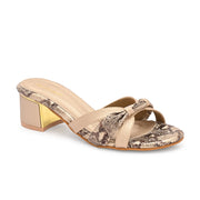 Women Textured Block Heel Sandals (W-SN-04-LIGHTGOLD)