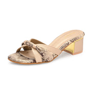 Women Textured Block Heel Sandals (W-SN-04-LIGHTGOLD)