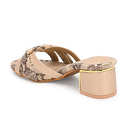 Women Textured Block Heel Sandals (W-SN-04-LIGHTGOLD)