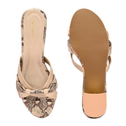 Women Textured Block Heel Sandals (W-SN-04-LIGHTGOLD)