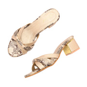 Women Textured Block Heel Sandals (W-SN-04-LIGHTGOLD)