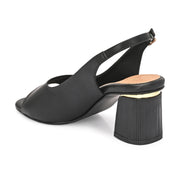 Women Open-Toe Slingback Block Heel Sandals (W-SN-05-BLACK)
