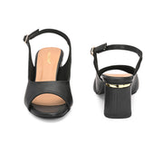Women Open-Toe Slingback Block Heel Sandals (W-SN-05-BLACK)