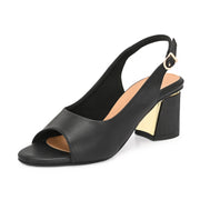 Women Open-Toe Slingback Block Heel Sandals (W-SN-05-BLACK)