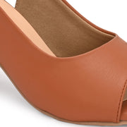 Women Open-Toe Slingback Block Heel Sandals (W-SN-05-TAN)