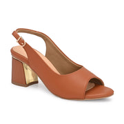 Women Open-Toe Slingback Block Heel Sandals (W-SN-05-TAN)