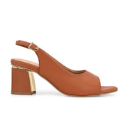Women Open-Toe Slingback Block Heel Sandals (W-SN-05-TAN)