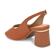 Women Open-Toe Slingback Block Heel Sandals (W-SN-05-TAN)