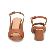 Women Open-Toe Slingback Block Heel Sandals (W-SN-05-TAN)