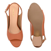 Women Open-Toe Slingback Block Heel Sandals (W-SN-05-TAN)