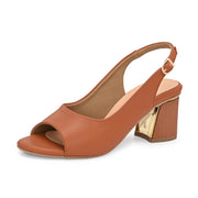 Women Open-Toe Slingback Block Heel Sandals (W-SN-05-TAN)
