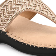Women Embellished Comfort Wedge Sandals (W-SN-07-BEIGE)