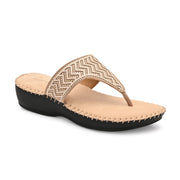 Women Embellished Comfort Wedge Sandals (W-SN-07-BEIGE)
