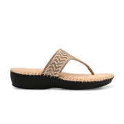Women Embellished Comfort Wedge Sandals (W-SN-07-BEIGE)