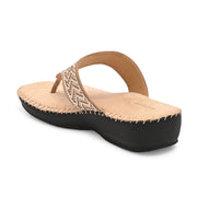 Women Embellished Comfort Wedge Sandals (W-SN-07-BEIGE)
