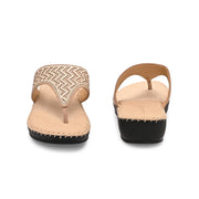 Women Embellished Comfort Wedge Sandals (W-SN-07-BEIGE)