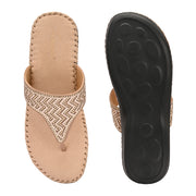 Women Embellished Comfort Wedge Sandals (W-SN-07-BEIGE)
