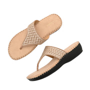 Women Embellished Comfort Wedge Sandals (W-SN-07-BEIGE)