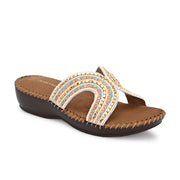 Women Embellished Slip-On Sandals (W-SN-08-BEIGE)