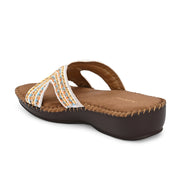 Women Embellished Slip-On Sandals (W-SN-08-BEIGE)