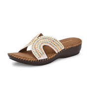 Women Embellished Slip-On Sandals (W-SN-08-BEIGE)