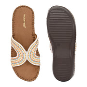 Women Embellished Slip-On Sandals (W-SN-08-BEIGE)