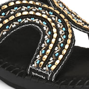 Women Embellished Slip-On Sandals (W-SN-08-BLACK)