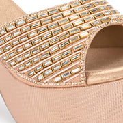 Women Embellished Block Heel Sandals (W-SN-12-ROSEGOLD)