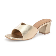 Women Metallic Gold Block Heel Sandals (W-SN-13-GOLD)