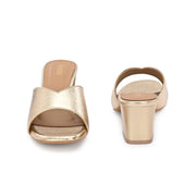 Women Metallic Gold Block Heel Sandals (W-SN-13-GOLD)