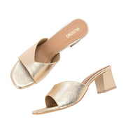 Women Metallic Gold Block Heel Sandals (W-SN-13-GOLD)