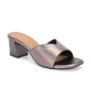 Women Metallic Gunmetal Block Heel Sandals (W-SN-13-GUNMETAL)