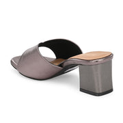 Women Metallic Gunmetal Block Heel Sandals (W-SN-13-GUNMETAL)