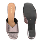 Women Metallic Gunmetal Block Heel Sandals (W-SN-13-GUNMETAL)