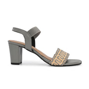Women Grey Woven Strap Block Heel Sandals (W-SN-16-GREY)