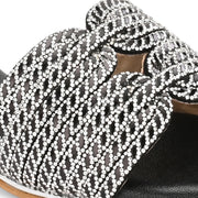 Women Elegant Interwoven Strap Evening Heels (W-SN-17-BLACK-SILVER)