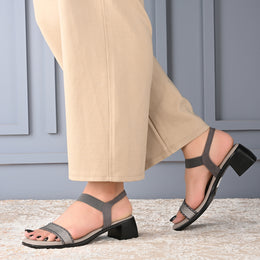 Women Block Heel Sandals (W-SN-19-GREY)