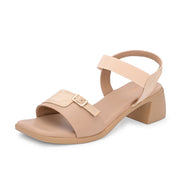 Women Block Heel Sandals (W-SN-20-BEIGE-GOLD)