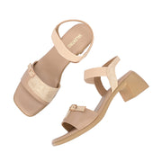 Women Block Heel Sandals (W-SN-20-BEIGE-GOLD)