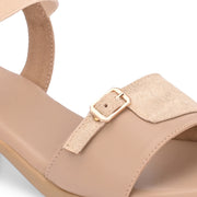 Women Block Heel Sandals (W-SN-20-BEIGE-GOLD)