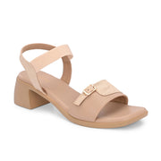 Women Block Heel Sandals (W-SN-20-BEIGE-GOLD)