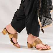Women Crystal Embellished Block Heel Sandals (W-SN-21-ANTIQUE)